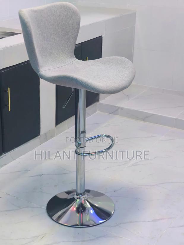 Grey Fabric Adjustable Height Bar Counter Stool With Chrome Base - thumbnail 4