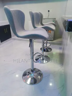 Grey Fabric Adjustable Height Bar Counter Stool With Chrome Base