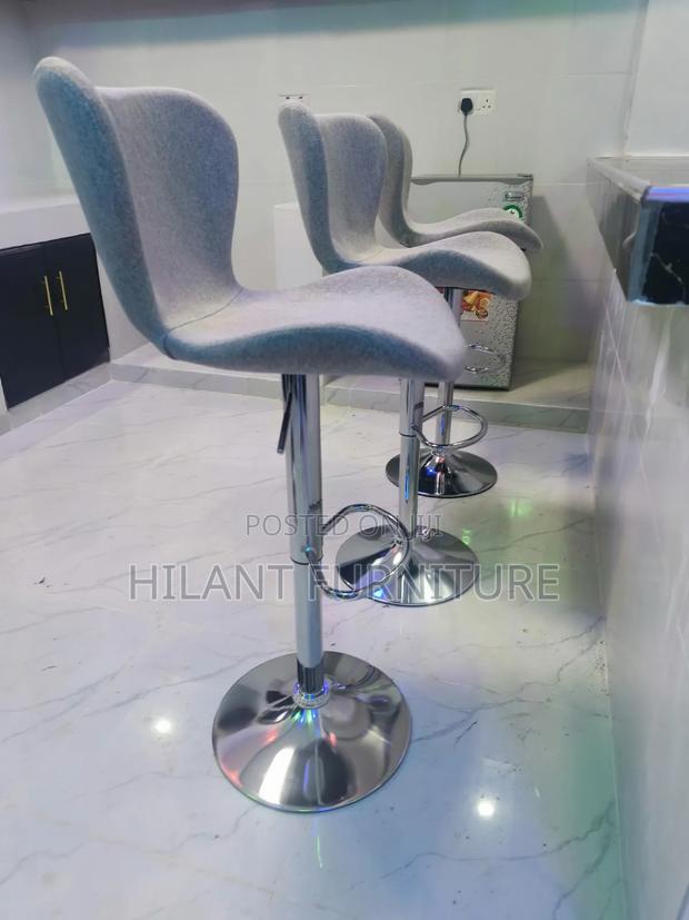 Grey Fabric Adjustable Height Bar Counter Stool With Chrome Base - thumbnail 5