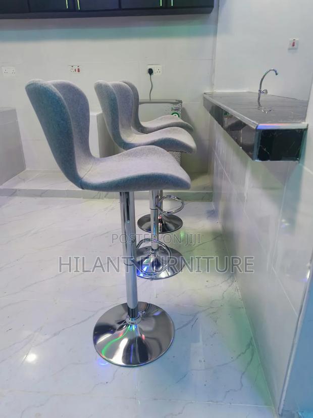Grey Fabric Adjustable Height Bar Counter Stool With Chrome Base - thumbnail 2