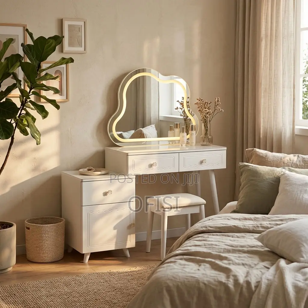Dressing Table; Modern Vanity Table With Mirror