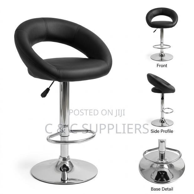 Round Black Kitchen Counter Stool - thumbnail 3