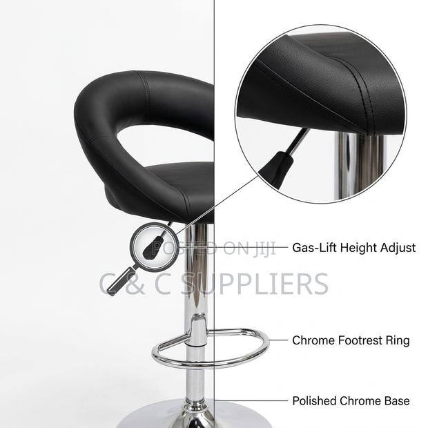 Round Black Kitchen Counter Stool - thumbnail 4