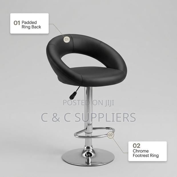 Round Black Kitchen Counter Stool - thumbnail 2