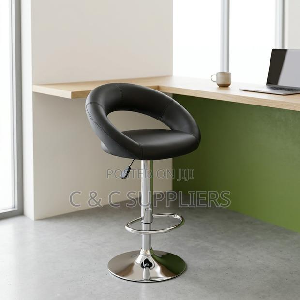 Round Black Kitchen Counter Stool - main view