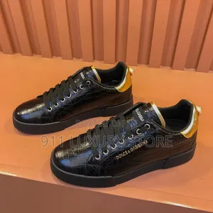 Dolce & Gabbana Crocodile-Pattern Leather Sneaker