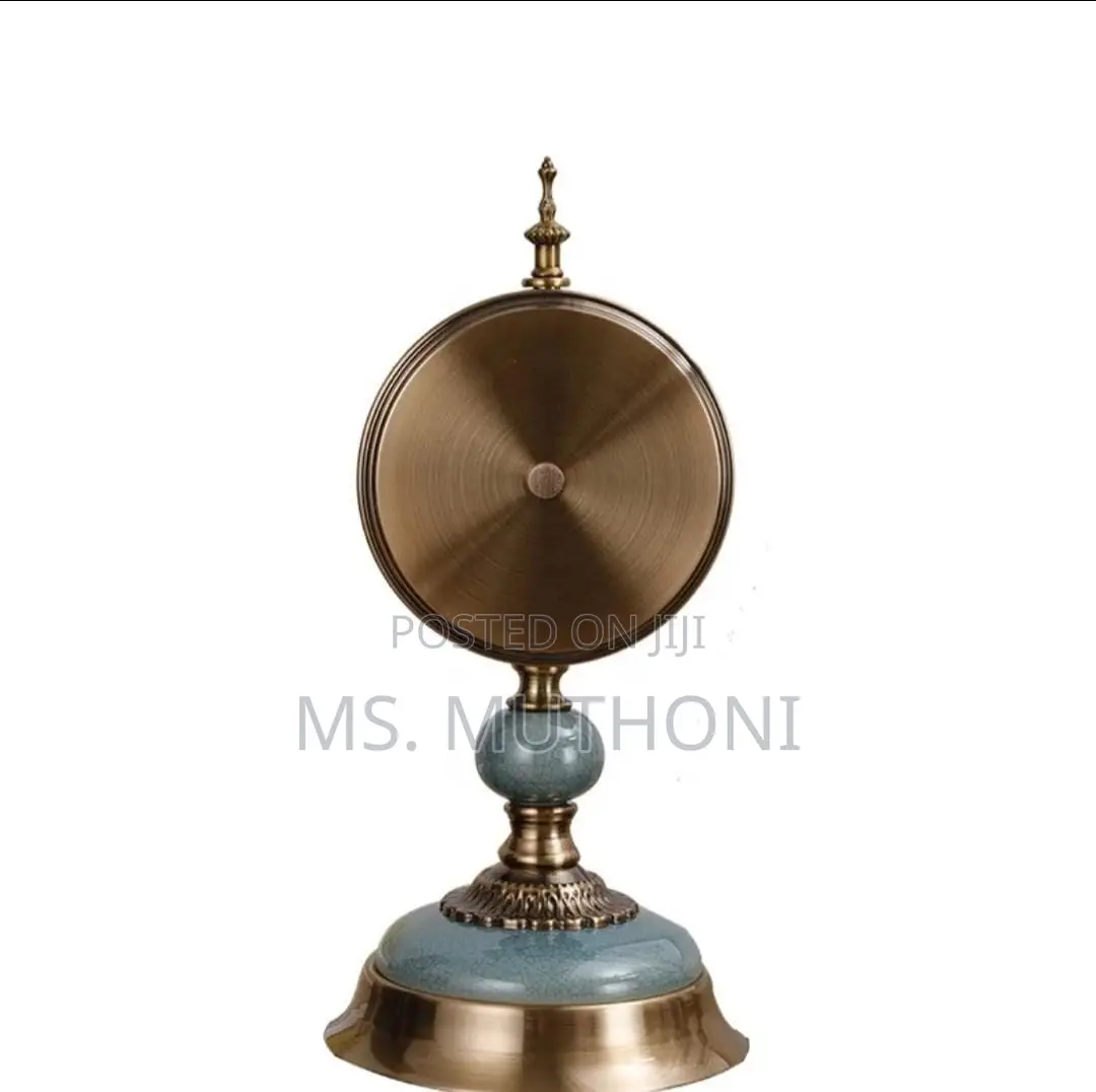 Vintage Metal and Ceramic Desk Clock / Mantel Clock