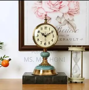 Vintage Metal and Ceramic Desk Clock / Mantel Clock
