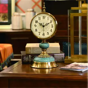 Vintage Metal and Ceramic Desk Clock / Mantel Clock