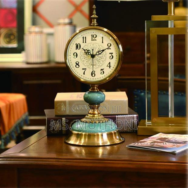Vintage Metal and Ceramic Desk Clock / Mantel Clock - main view
