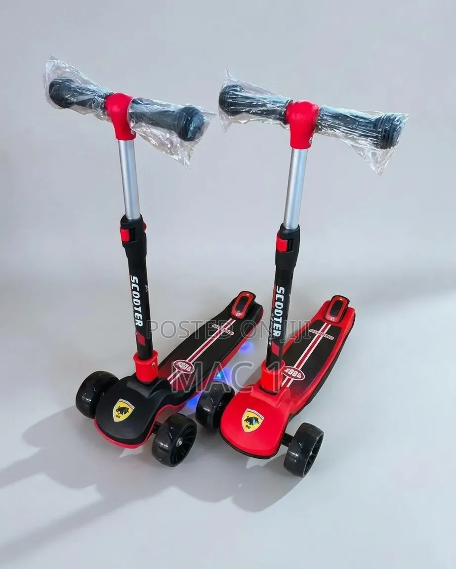 Ferrari Theme Kids Foldable 3-Wheel Scooter With Flashing LED Light