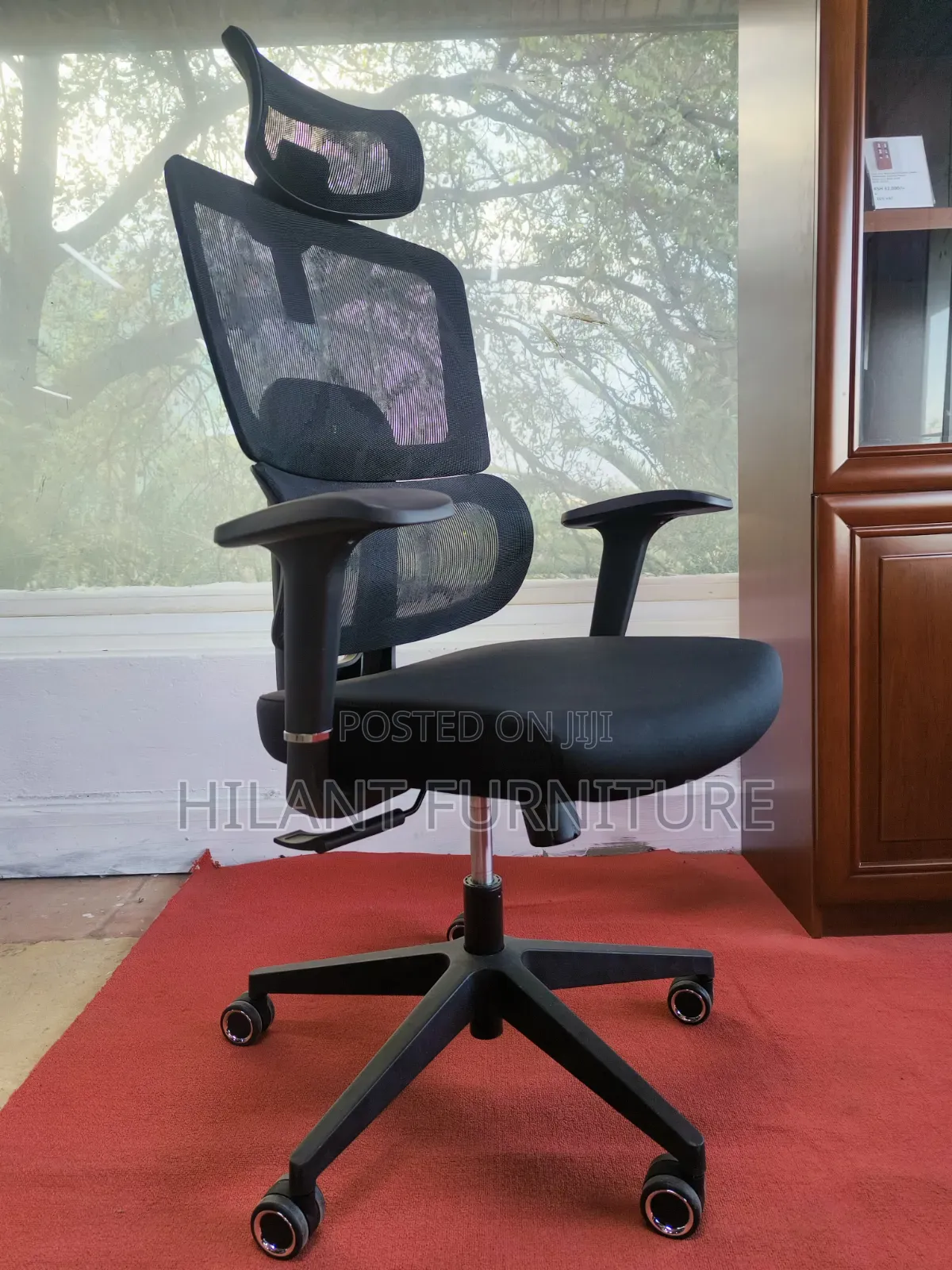 Black Ergonomic Mesh Executive Office Chair With Adjustable Headrest