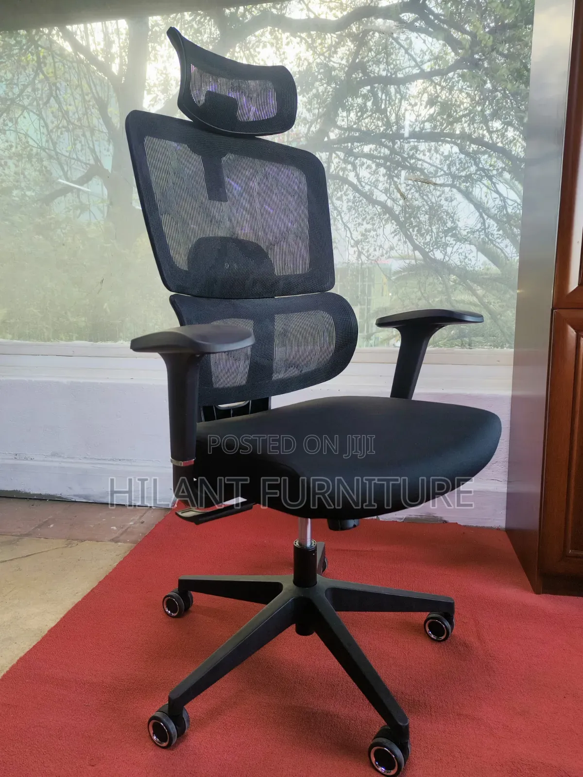 Black Ergonomic Mesh Executive Office Chair With Adjustable Headrest