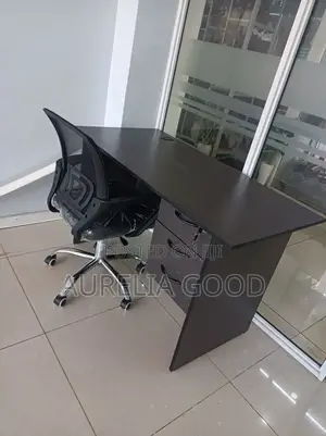 Executive Leather Mesh and Gre Black Desk