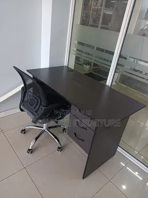 Black Desk and Mesh Chair