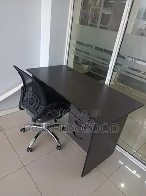 Black Desk and Mesh Chair