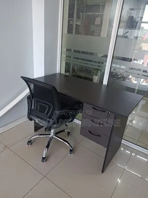 Black Desk and Mesh Chair