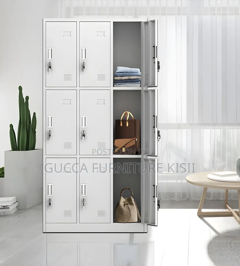 9 Locker Organizer Metallic Storage Cabinet