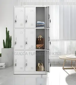 9 Locker Organizer Metallic Storage Cabinet