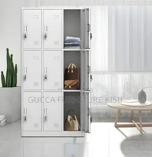 9 Locker Organizer Metallic Storage Cabinet