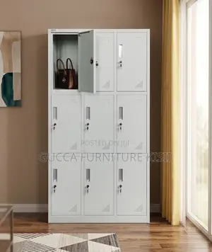 9 Locker Organizer Metallic Storage Cabinet
