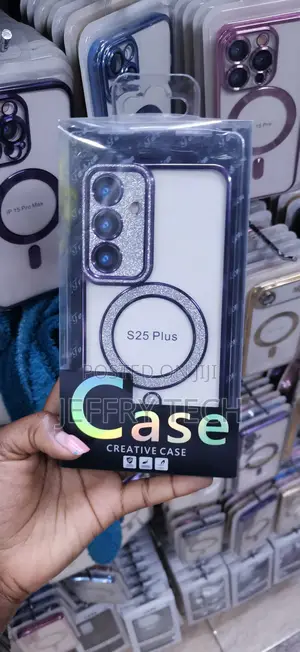 Purple Glitter MagSafe Phone Case for the Samsung Galaxy S25 Plus,