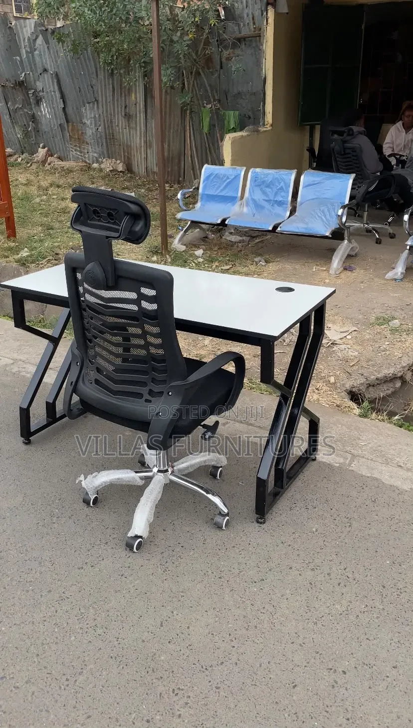 Black and White Study Table and Chair