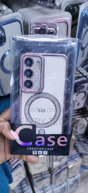 Glitter-Plated Transparent MagSafe Case forSamsung Galaxy S25 Series.