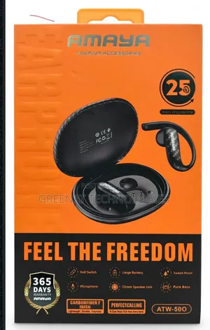 AMAYA ATW-500 Feel Freedom Carbon Fiber Wireless Sports Earbuds 25H