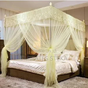 4 Stand Mosquito Net With Sliding Rails Cream