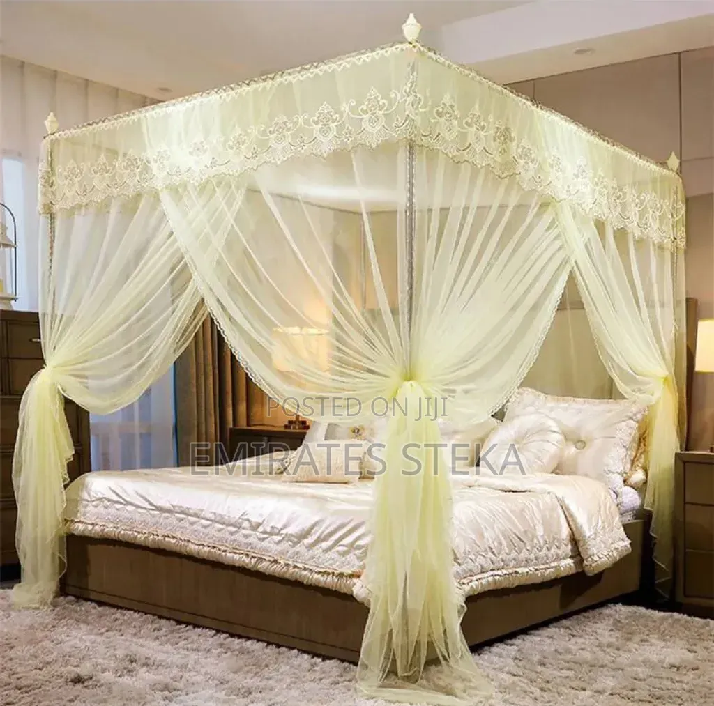 4 Stand Mosquito Net With Sliding Rails Cream
