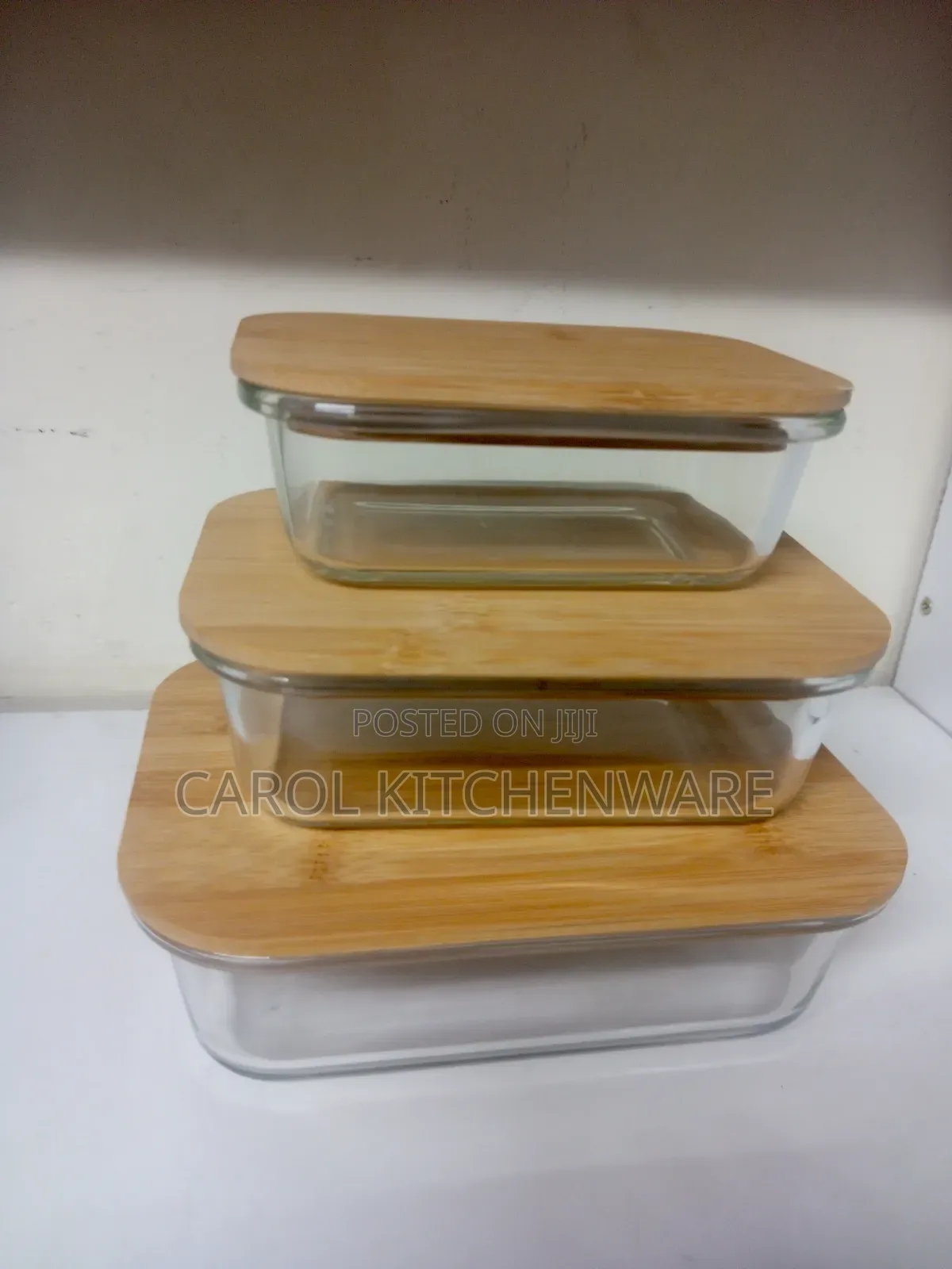 3 PC Glass Bowl Container