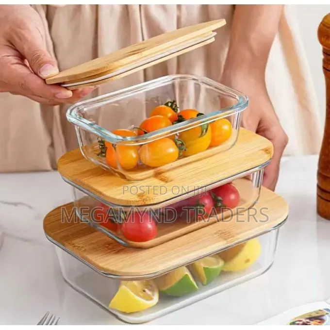 Airtight Glass Container With Bamboo Lid