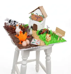 Farmhouse Birthday Cake With Animals, Dog & Garden Design