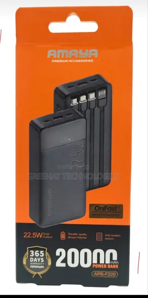 AMAYA Power Bank 20000mAh APB-F229 22.5W Total Output 4 Builtin Cables