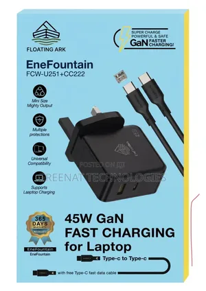 Floating Ark EneFountain 45W Dual Ports GaN Laptop & Phone Adapter