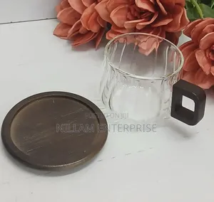 Classic Glass Cup Plus Wooden Coaster