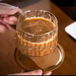Classic Glass Cup Plus Wooden Coaster