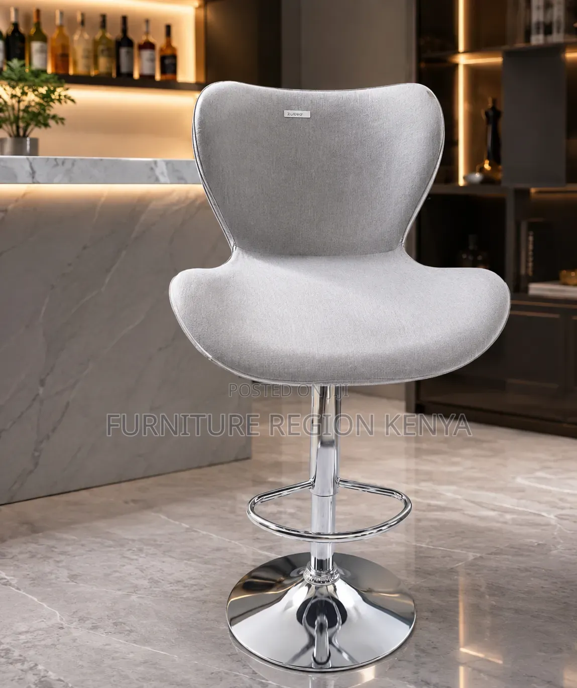 Cream Bar/Kitchen Stool, Silver
