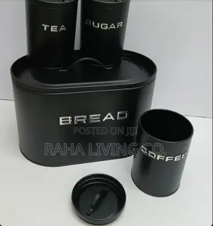 Bread Storage Bin With Tea Sugar Coffee Canisters Set