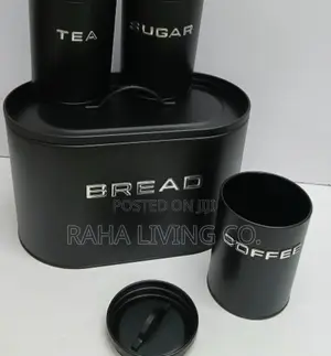 Bread Storage Bin With Tea Sugar Coffee Canisters Set