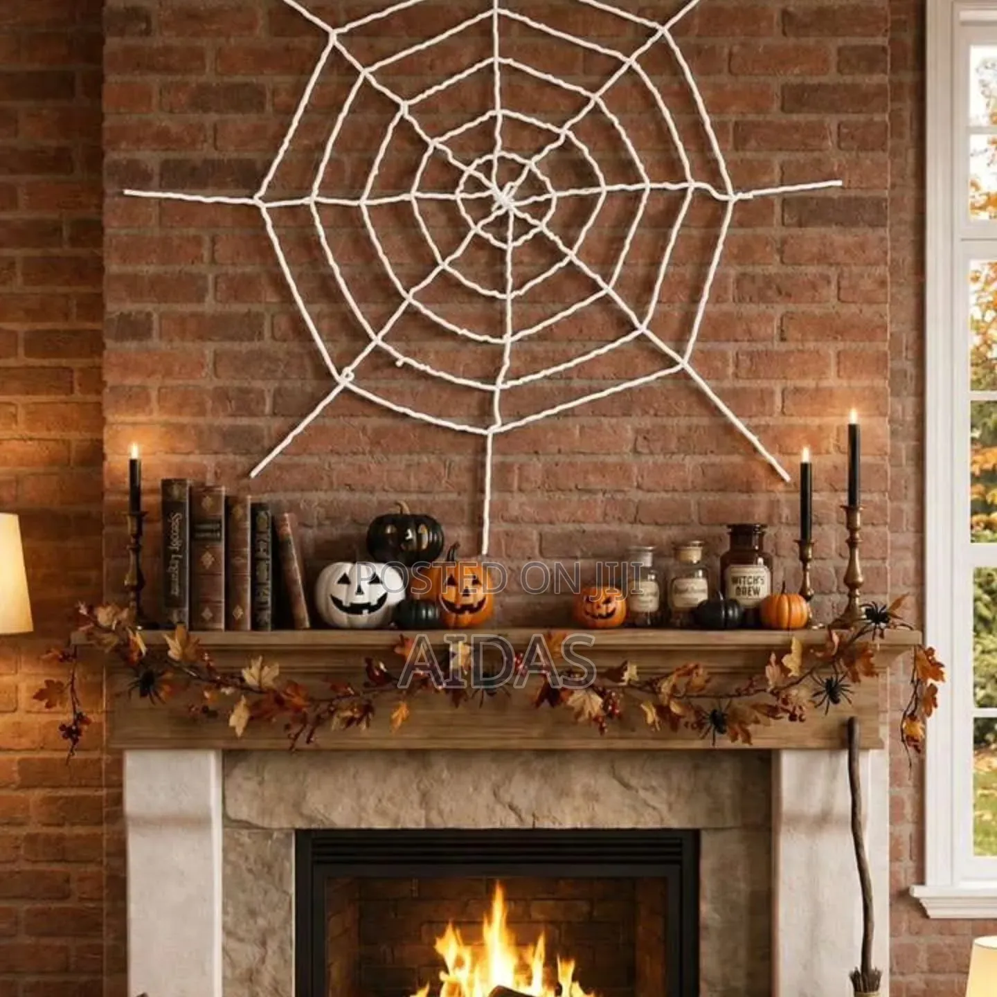 1.5m Round Spider Web Net Decoration Halloween Prop