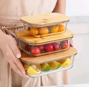 3in1 Snack Storage Box Set Wooden Top Lid