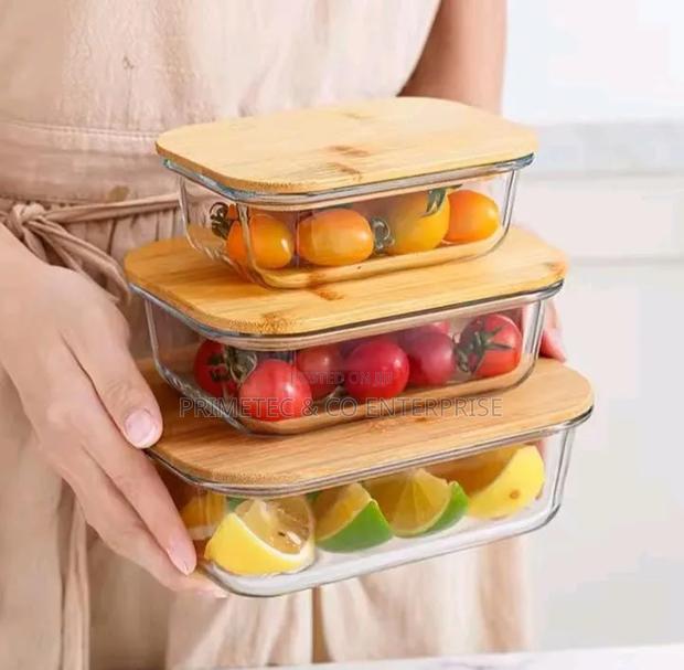 3in1 Snack Storage Box Set Wooden Top Lid - thumbnail 2