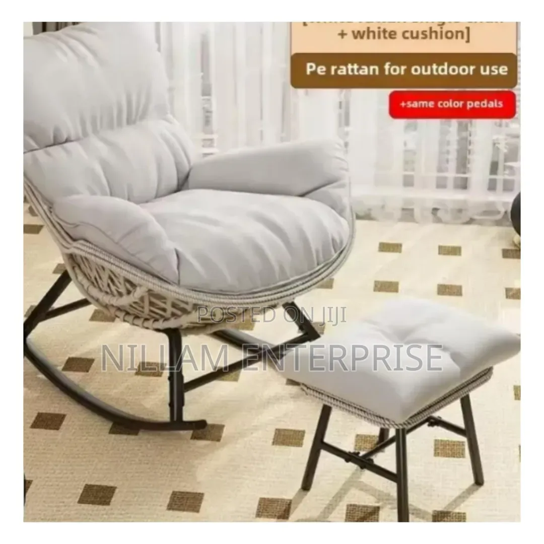 Luxury Rattan Rocking Chair With Ottoman