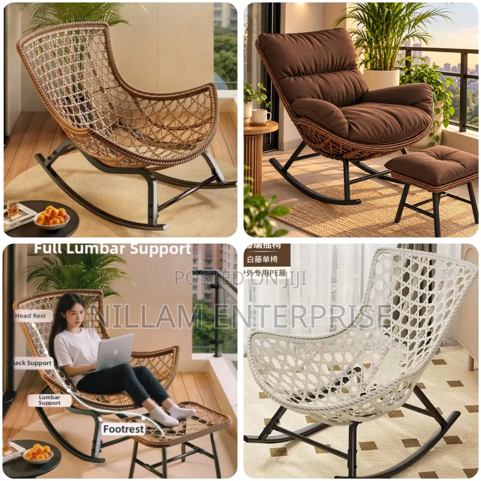 Luxury Rattan Rocking Chair With Ottoman