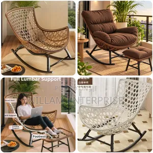 Luxury Rattan Rocking Chair With Ottoman