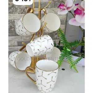 6pcs Ceramic Mug With Golden Prints