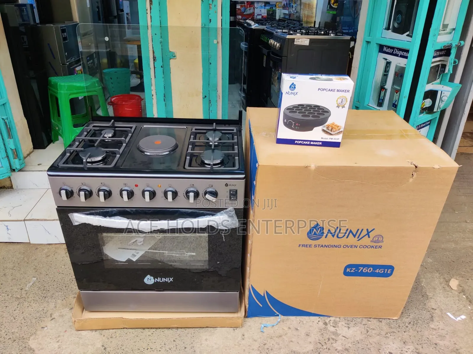 Nunix Standing Cooker 60*70 4G + 1E + Electric Oven - Cast Iron Grill