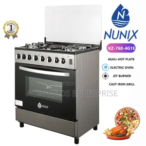 Nunix Standing Cooker 60*70 4G + 1E + Electric Oven - Cast Iron Grill